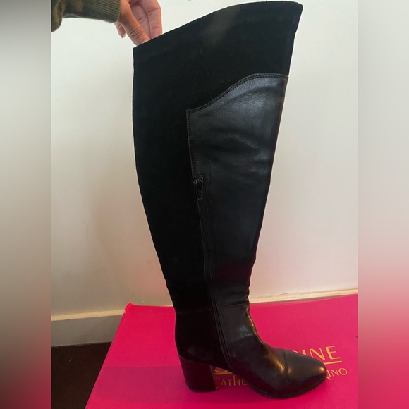 Catherine Malandrino black leather and suede riding boots - Picture 8 of 11